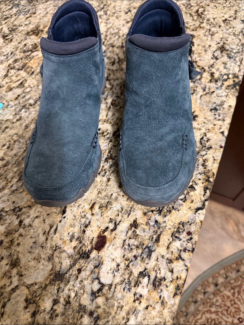Ladies Skechers Suede Ankle Boots in Dark Teal - Easy On/Off